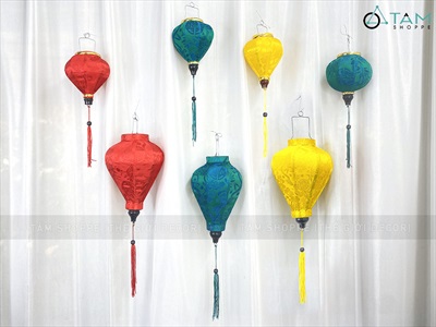 Lồng đèn vải Hội An nhiều màu nhiều cỡ [Cao cấp - Vải gấm lụa] D10-20cm LDEN-VAI-08